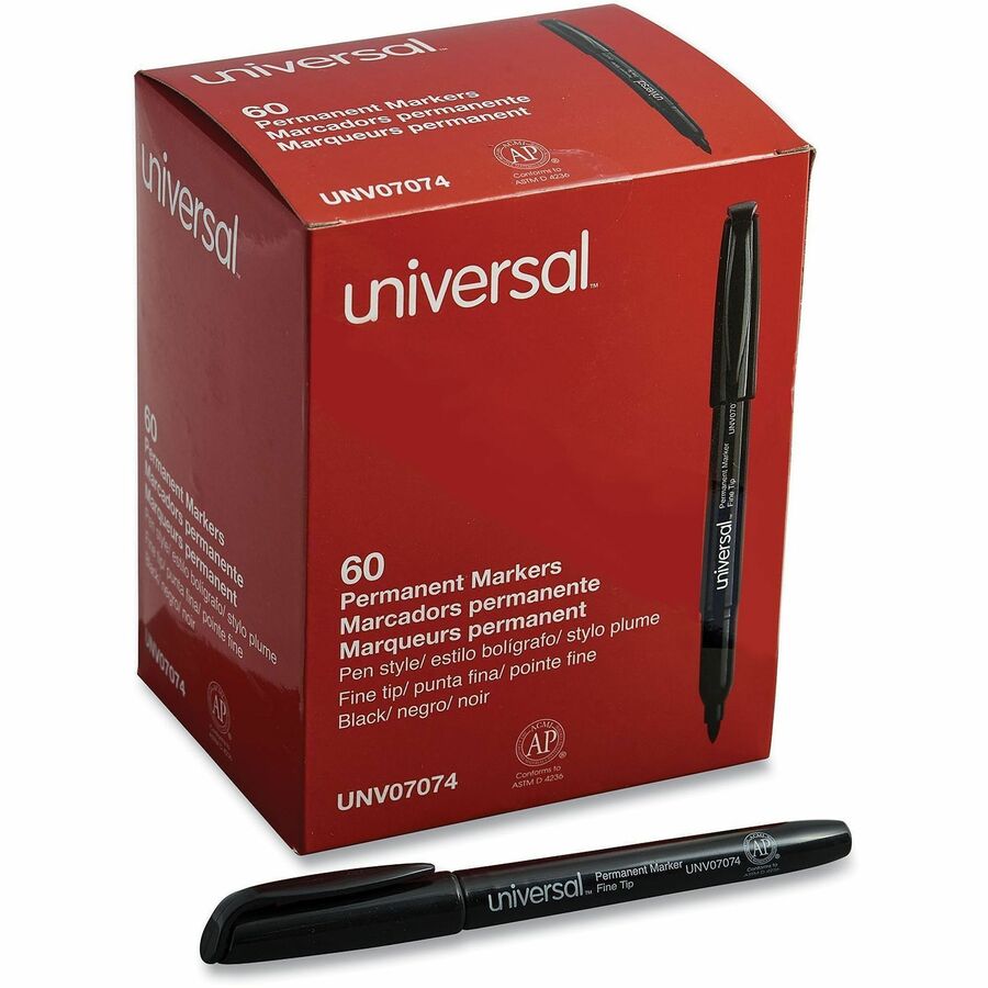 Pen-Style Permanent Marker Value Pack, Fine Bullet Tip, Black, 60/Pack