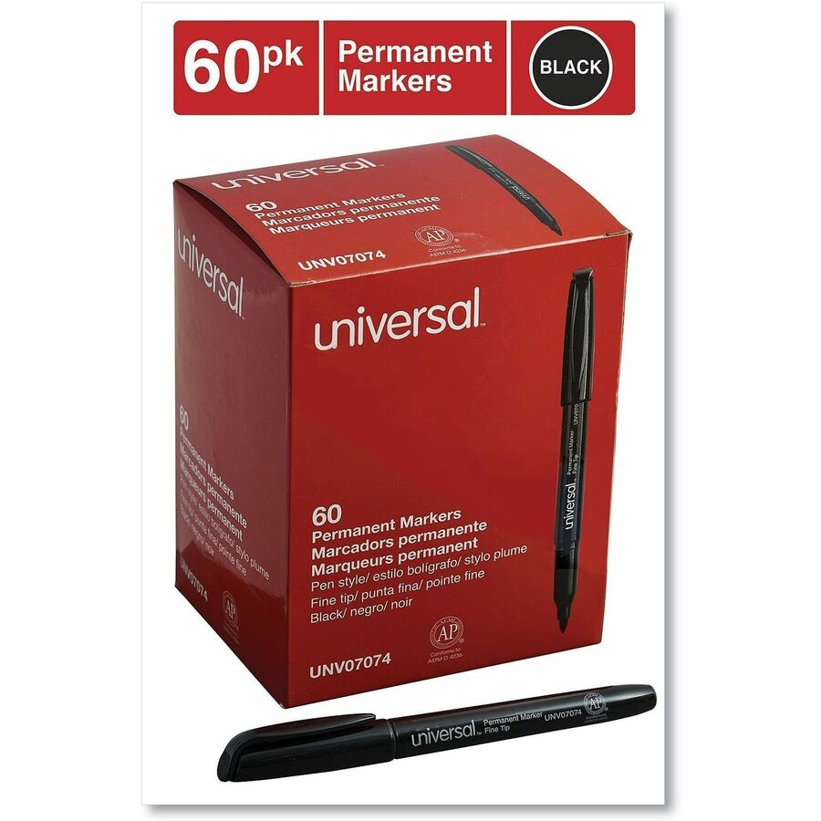 Pen-Style Permanent Marker Value Pack, Fine Bullet Tip, Black, 60/Pack