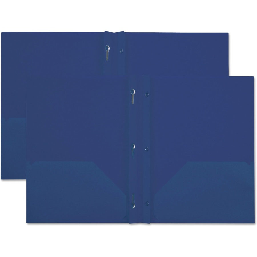 Plastic Twin-Pocket Report Covers, Three-Prong Fastener, 11 x 8.5, Roya Blue/ Royal Blue, 10/Pack