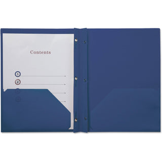 Plastic Twin-Pocket Report Covers, Three-Prong Fastener, 11 x 8.5, Roya Blue/ Royal Blue, 10/Pack