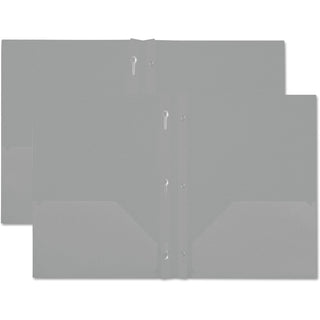 Plastic Twin-Pocket Report Covers with Three-Prong Fastener, 11 x 8.5, White/White, 10/Pack