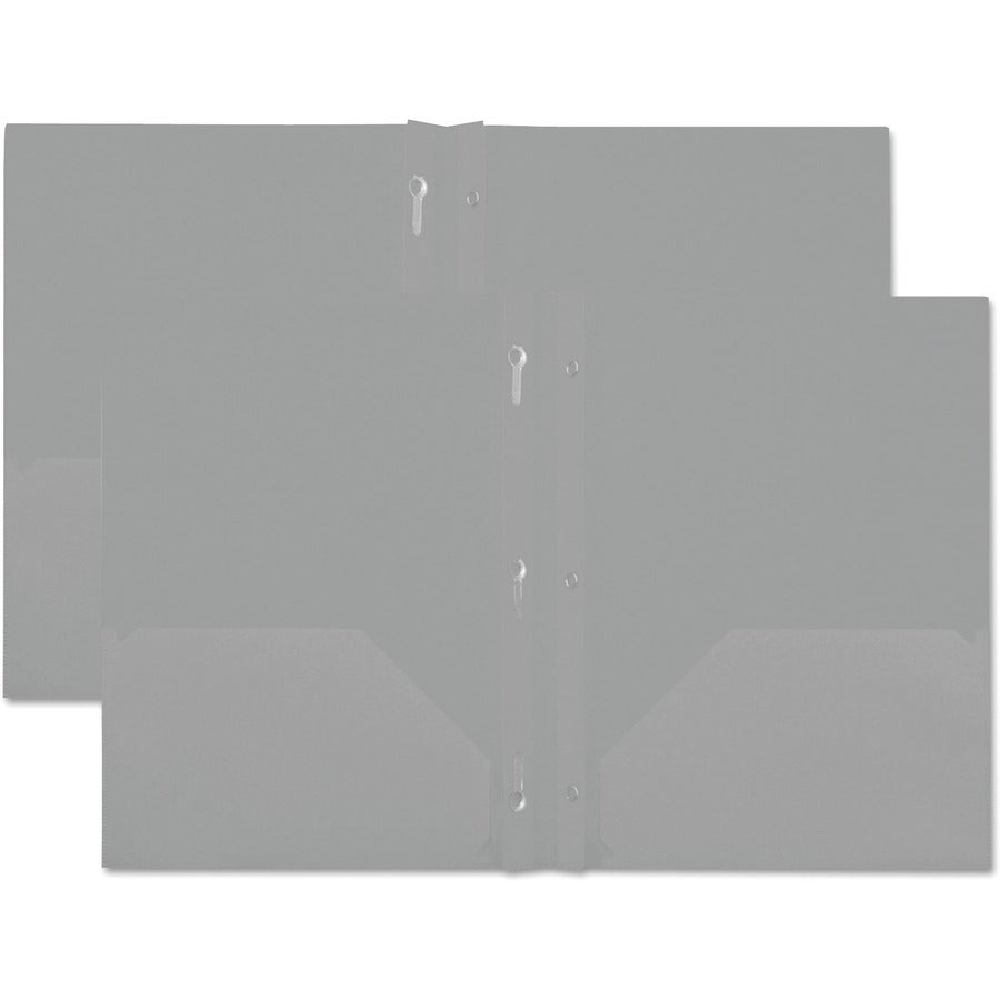 Plastic Twin-Pocket Report Covers with Three-Prong Fastener, 11 x 8.5, White/White, 10/Pack