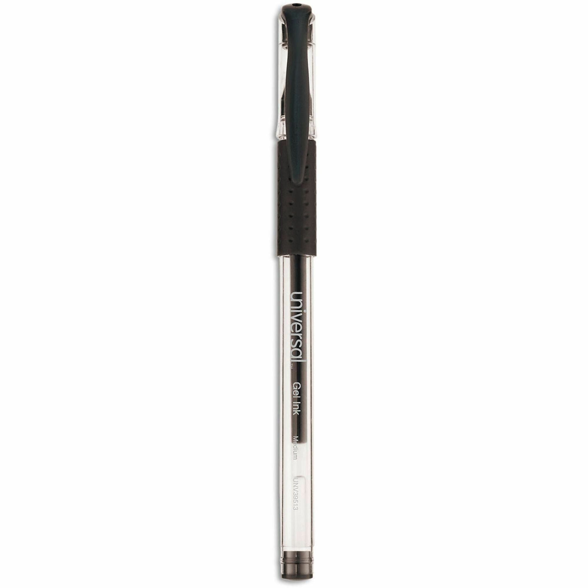 Comfort Grip Gel Pen, Stick, Medium 0.7 mm, Black Ink, Clear/Black Barrel, 60/Pack