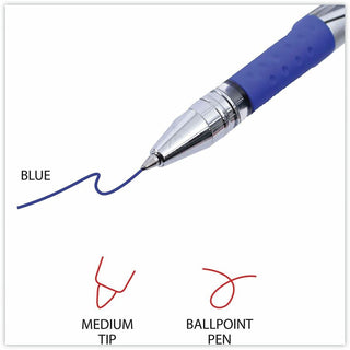 Gel Pen, Stick, Medium 0.7 mm, Blue Ink, Silver/Blue Barrel, Dozen