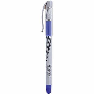 Gel Pen, Stick, Medium 0.7 mm, Blue Ink, Silver/Blue Barrel, Dozen