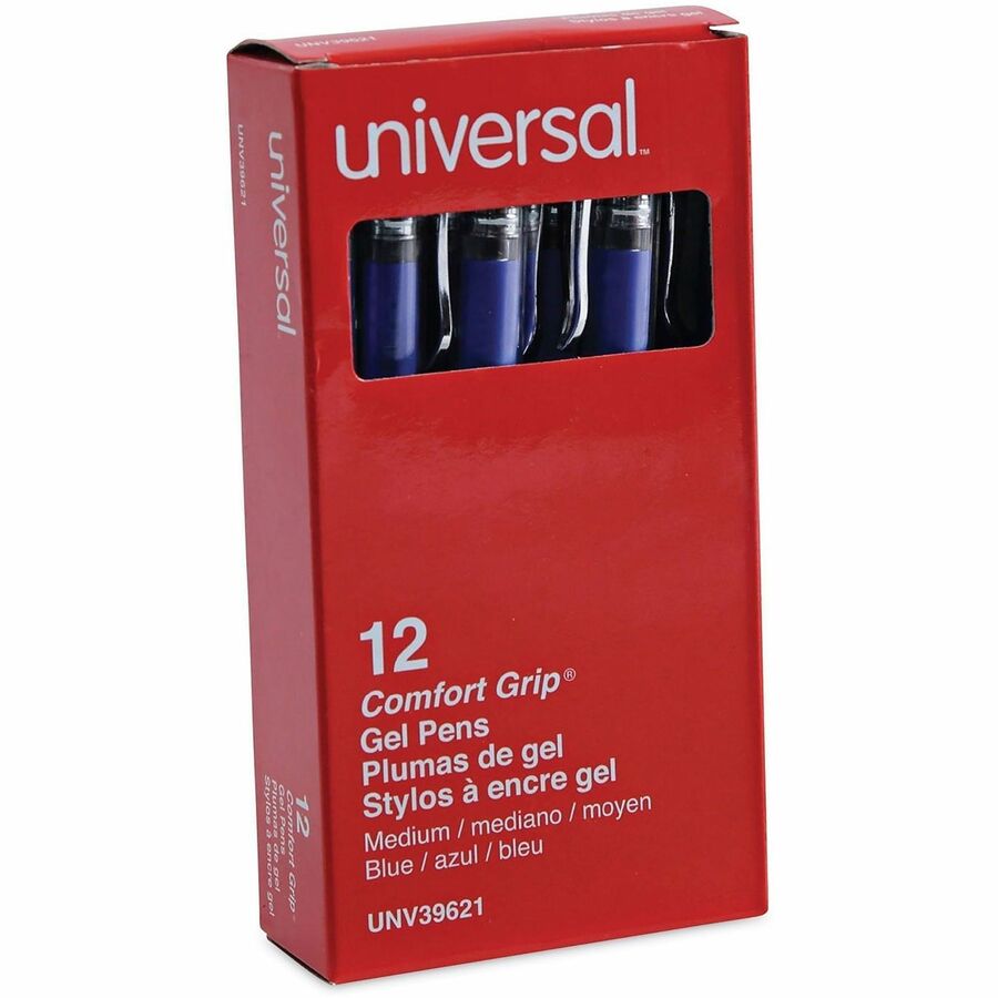 Gel Pen, Stick, Medium 0.7 mm, Blue Ink, Silver/Blue Barrel, Dozen