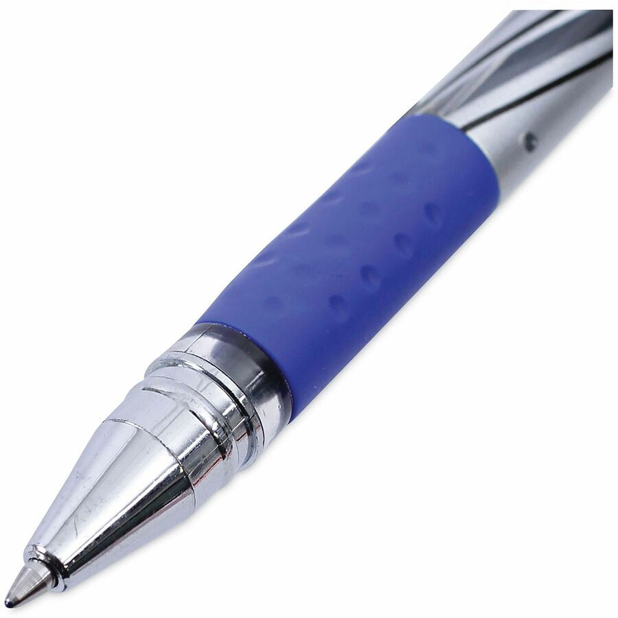 Gel Pen, Stick, Medium 0.7 mm, Blue Ink, Silver/Blue Barrel, Dozen