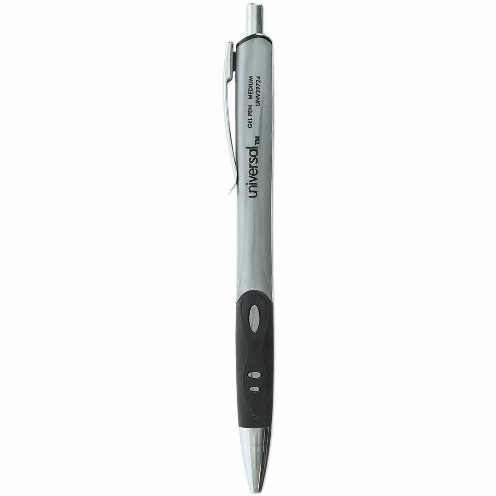 Comfort Grip Gel Pen, Retractable, Medium 0.7 mm, Black Ink, Gray/Black/Silver Barrel, 36/Pack