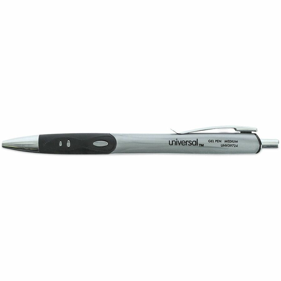 Comfort Grip Gel Pen, Retractable, Medium 0.7 mm, Black Ink, Gray/Black/Silver Barrel, 36/Pack