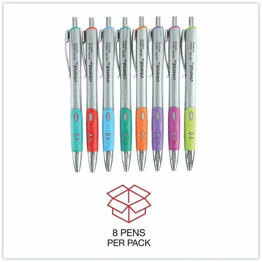 Comfort Grip Gel Pen, Retractable, Medium 0.7 mm, Assorted Ink and Barrel Colors, 8/Pack