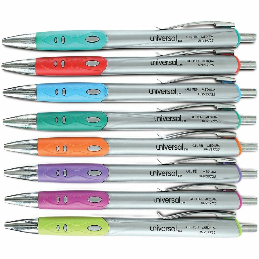 Comfort Grip Gel Pen, Retractable, Medium 0.7 mm, Assorted Ink and Barrel Colors, 8/Pack