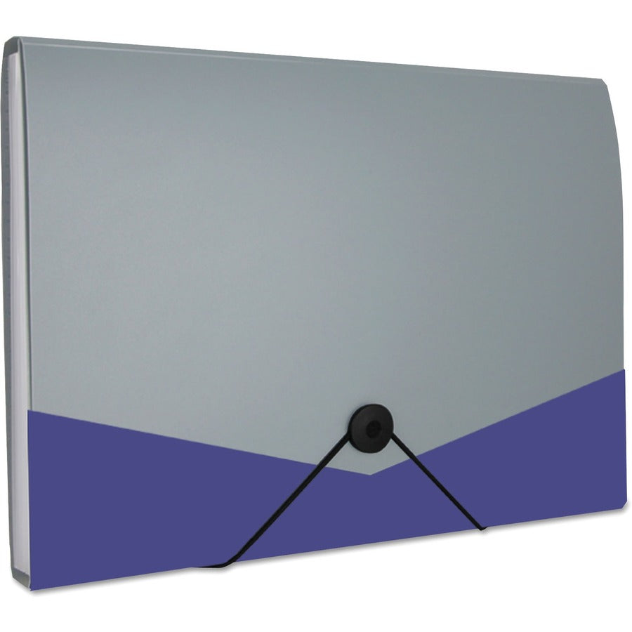 Poly Expanding Files, 13 Sections, Cord/Hook Closure, 1/12-Cut Tabs, Letter Size, Metallic Blue/Steel Gray