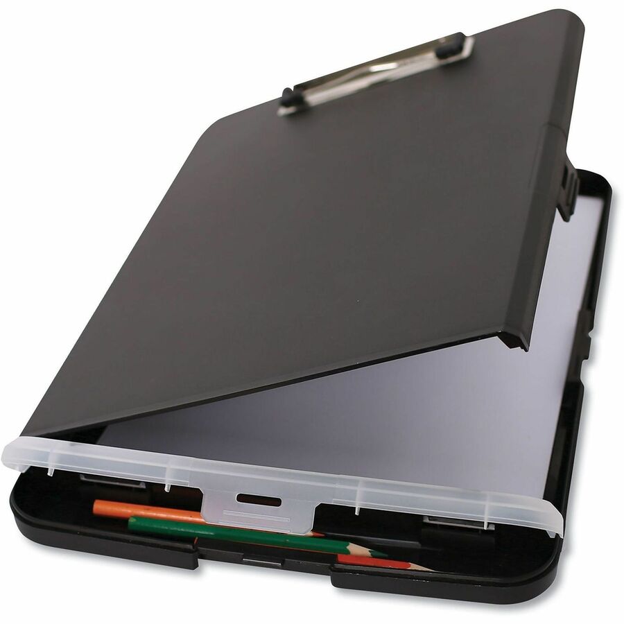 Storage Clipboard with Pen Compartment, 0.5" Clip Capacity, Holds 8.5 x 11 Sheets, Black