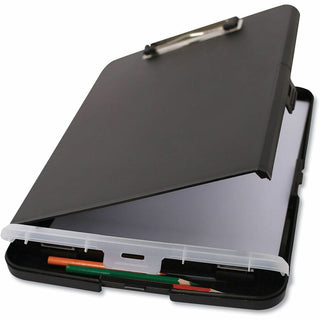 Storage Clipboard with Pen Compartment, 0.5" Clip Capacity, Holds 8.5 x 11 Sheets, Black