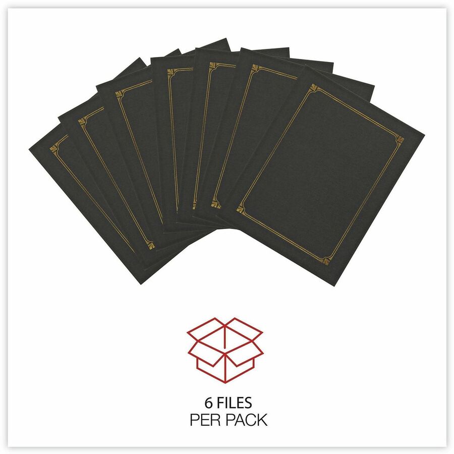 Certificate/Document Cover, 8.5 x 11; 8 x 10; A4, Black, 6/Pack