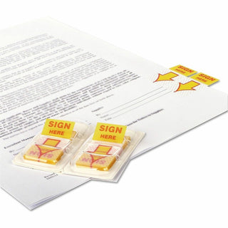 Deluxe Message Arrow Flags, "Sign Here", Yellow, 500/Pack