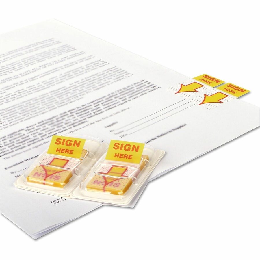 Deluxe Message Arrow Flags, "Sign Here", Yellow, 500/Pack