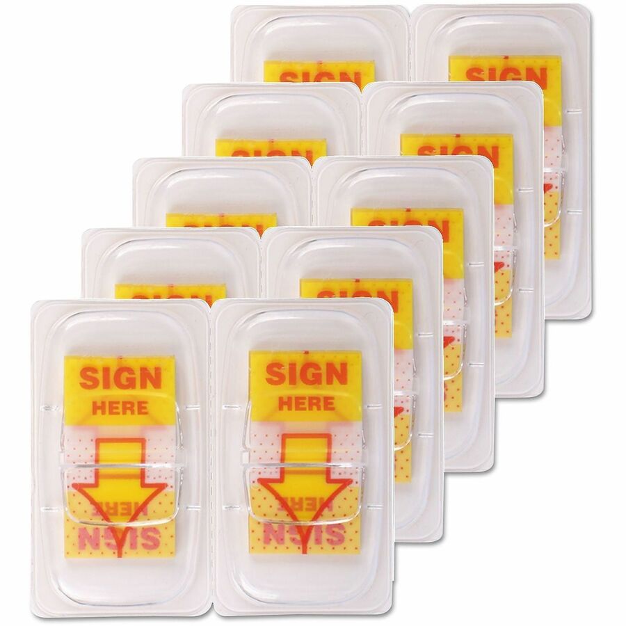 Deluxe Message Arrow Flags, "Sign Here", Yellow, 500/Pack
