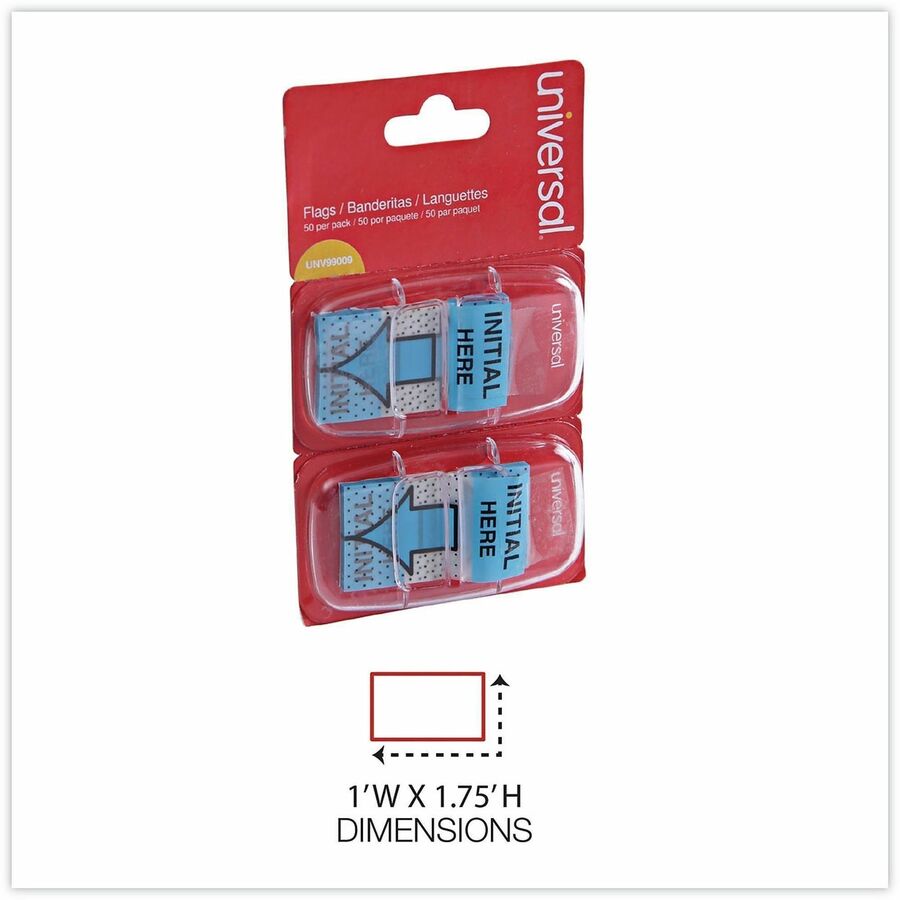 Deluxe Message Arrow Flags, "Initial Here", Blue, 100/Pack