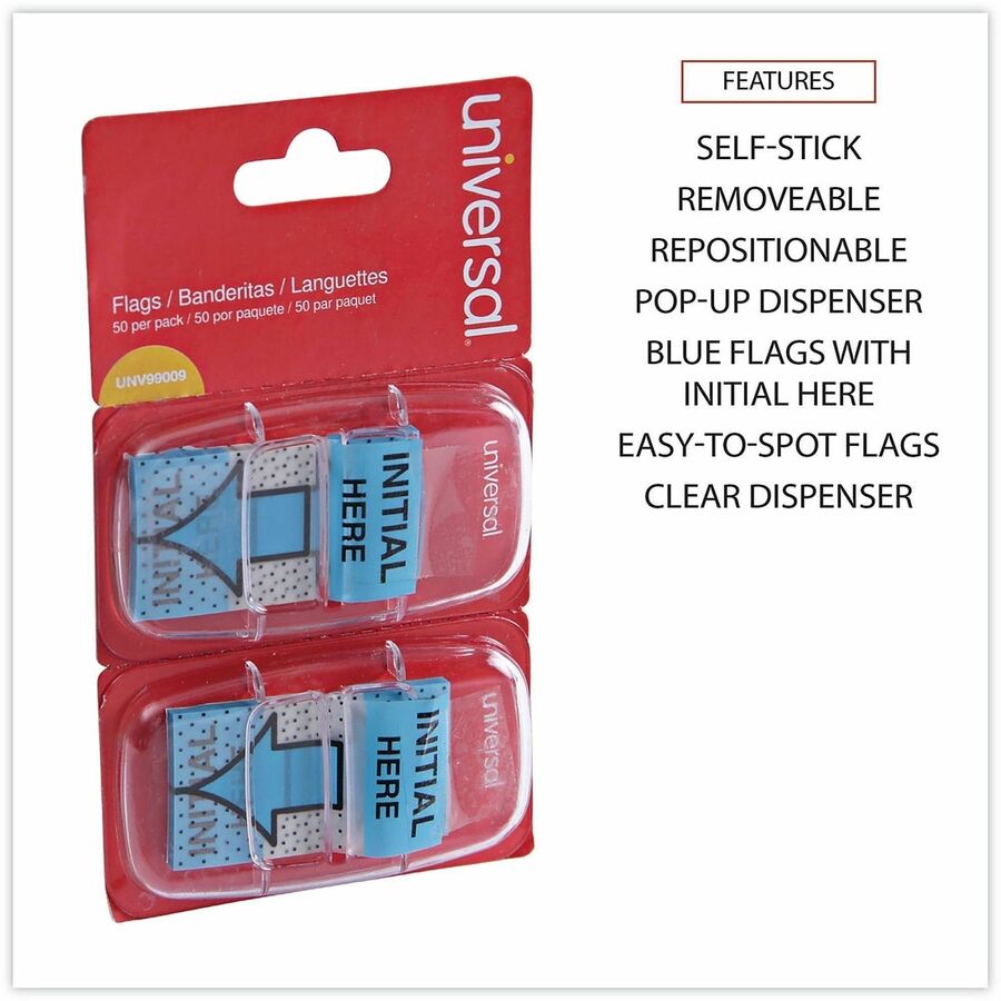 Deluxe Message Arrow Flags, "Initial Here", Blue, 100/Pack