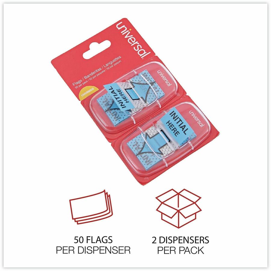 Deluxe Message Arrow Flags, "Initial Here", Blue, 100/Pack