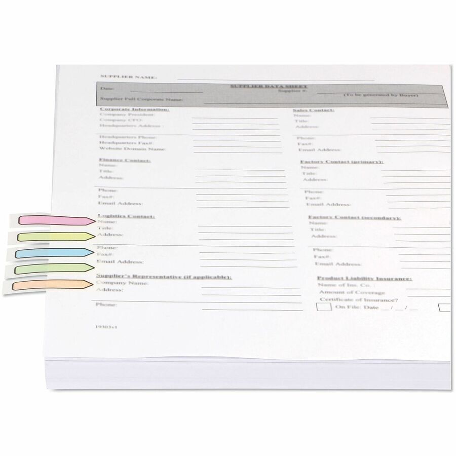 Deluxe Pop-Up Page Flags, 0.5 x 1.75, Five Assorted Colors, 35 Flags/Dispenser, 5 Dispensers/Pack