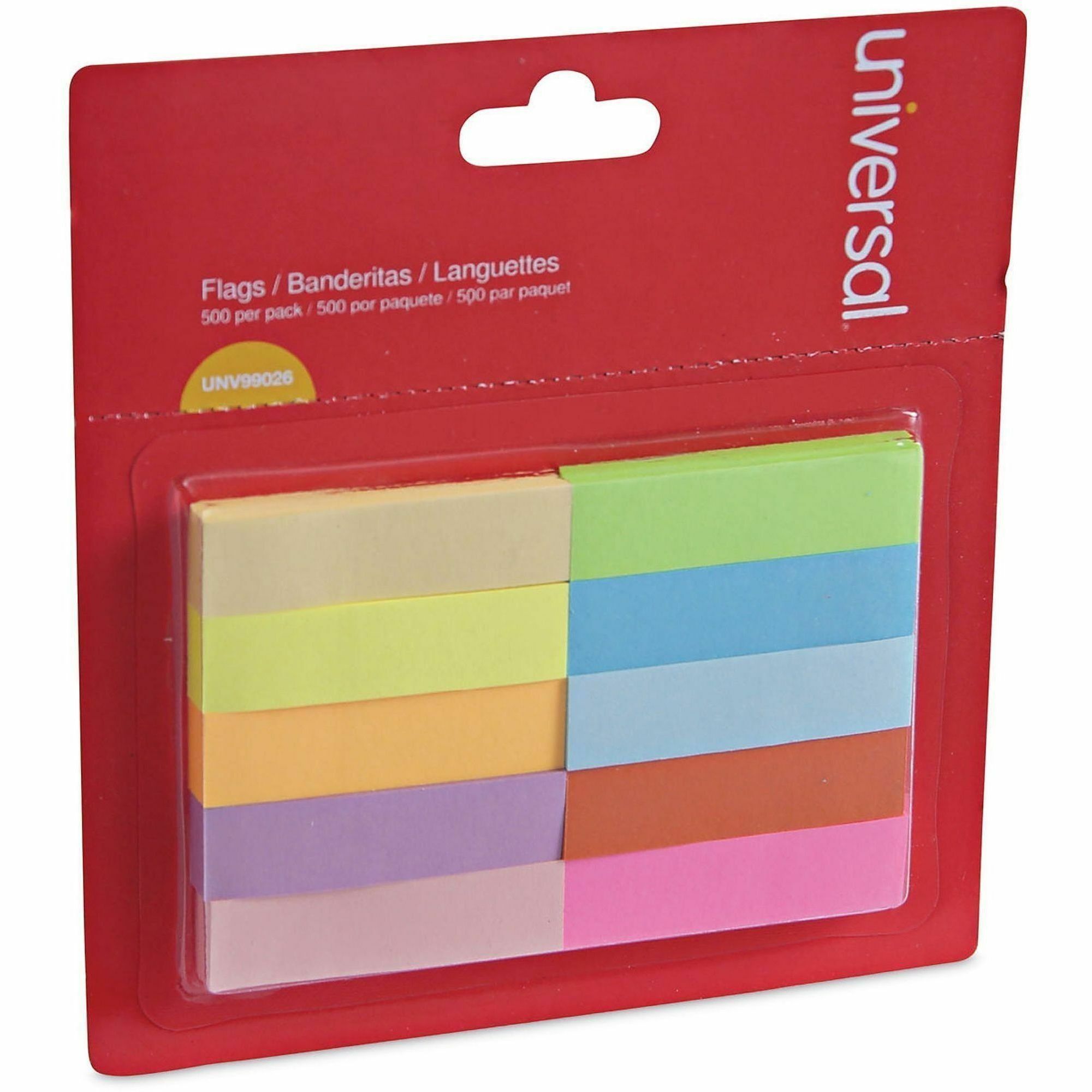 Self-Stick Page Tabs, 0.5" x 1.75", Assorted Colors, 500/Pack
