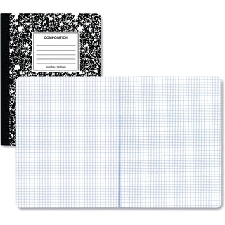 Quad Rule Composition Book, Quadrille Rule (4 sq/in), Black Marble Cover, (100) 9.75 x 7.5 Sheets, 6/Pack