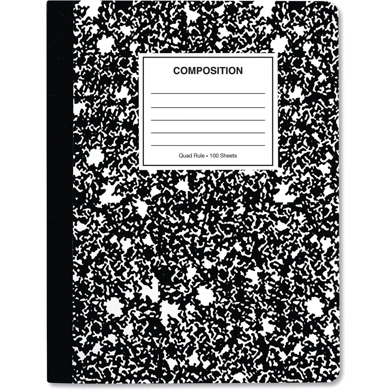 Quad Rule Composition Book, Quadrille Rule (4 sq/in), Black Marble Cover, (100) 9.75 x 7.5 Sheets, 6/Pack