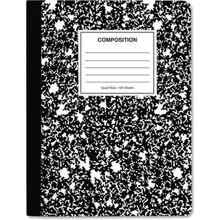 Quad Rule Composition Book, Quadrille Rule (4 sq/in), Black Marble Cover, (100) 9.75 x 7.5 Sheets, 6/Pack