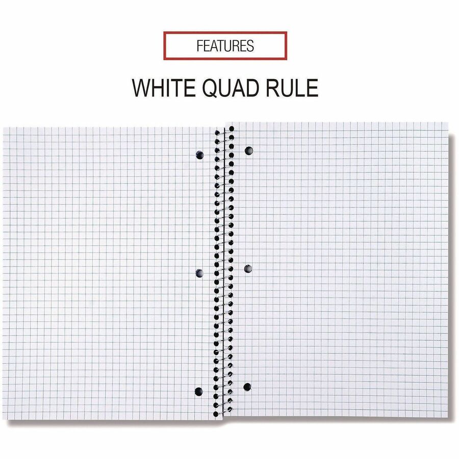 Wirebound Notebook, 1-Subject, Quadrille Rule (4 sq/in), Assorted Cover Colors, (70) 10.5 x 8 Sheets, 4/Pack