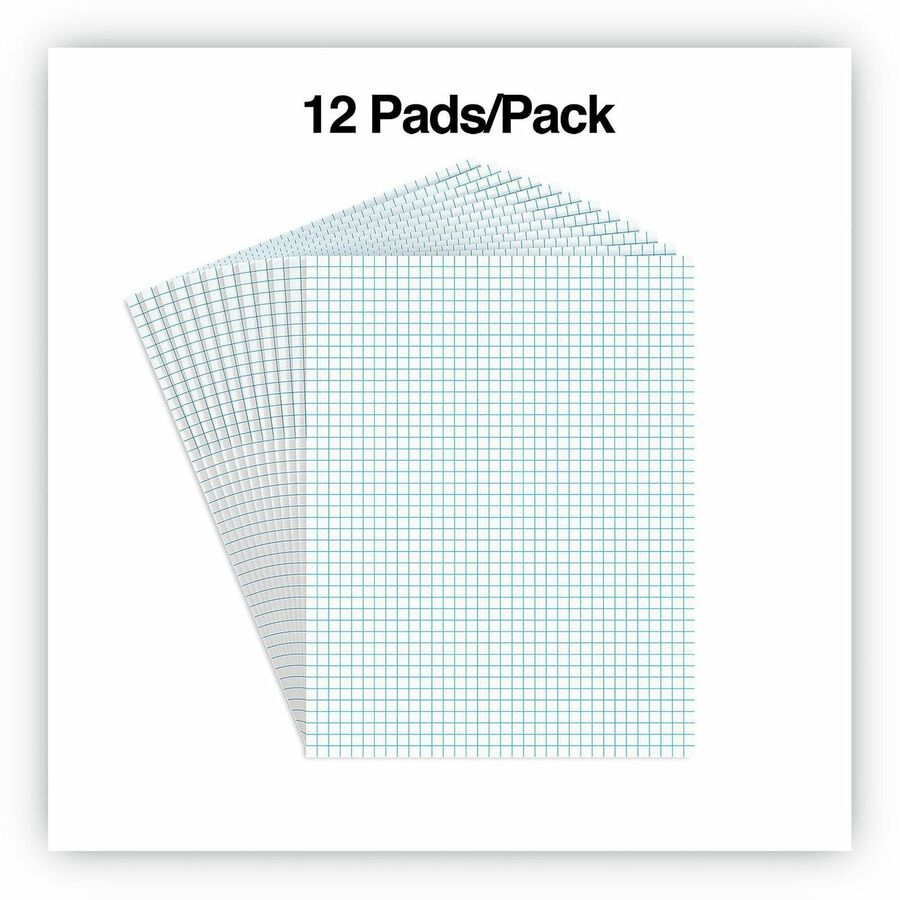 Quadrille-Rule Glue Top Pads, Quadrille Rule (4 sq/in), 50 White 8.5 x 11 Sheets, Dozen