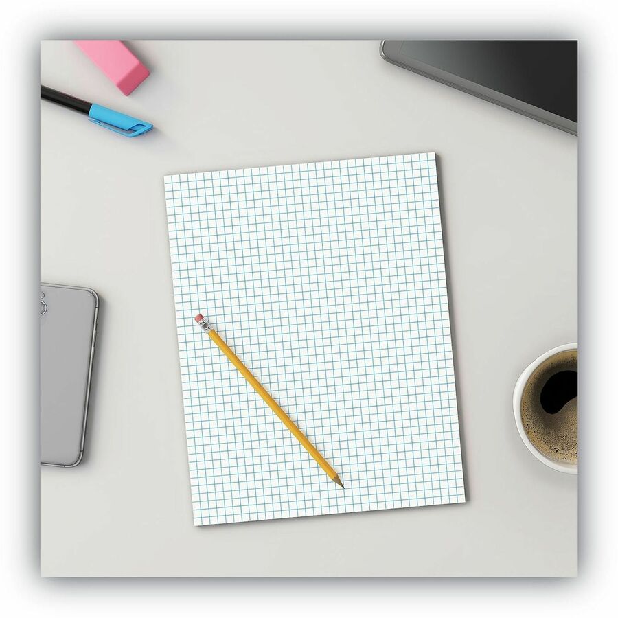 Quadrille-Rule Glue Top Pads, Quadrille Rule (4 sq/in), 50 White 8.5 x 11 Sheets, Dozen