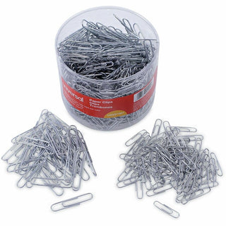 Plastic-Coated Paper Clips with Two-Compartment Dispenser Tub, (750) #2 Clips, (250) Jumbo Clips, Silver