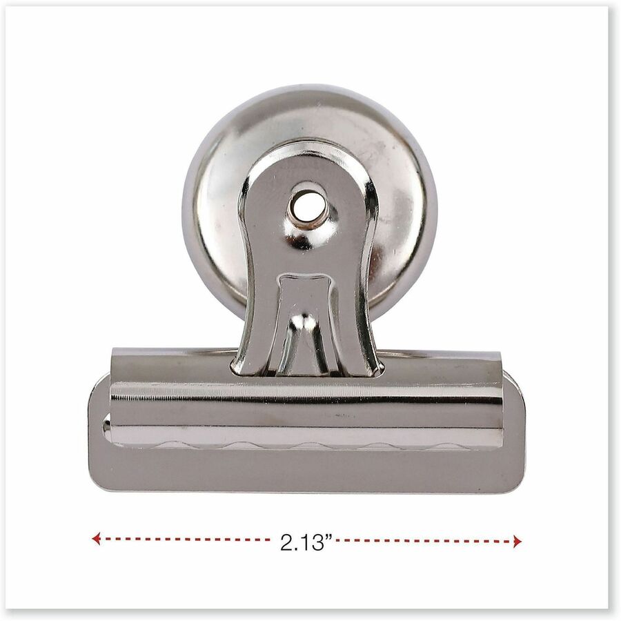 Bulldog Magnetic Clips, Medium, Nickel, 12/Pack
