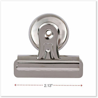 Bulldog Magnetic Clips, Medium, Nickel, 12/Pack