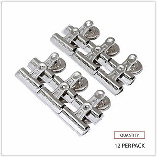 Bulldog Magnetic Clips, Medium, Nickel, 12/Pack