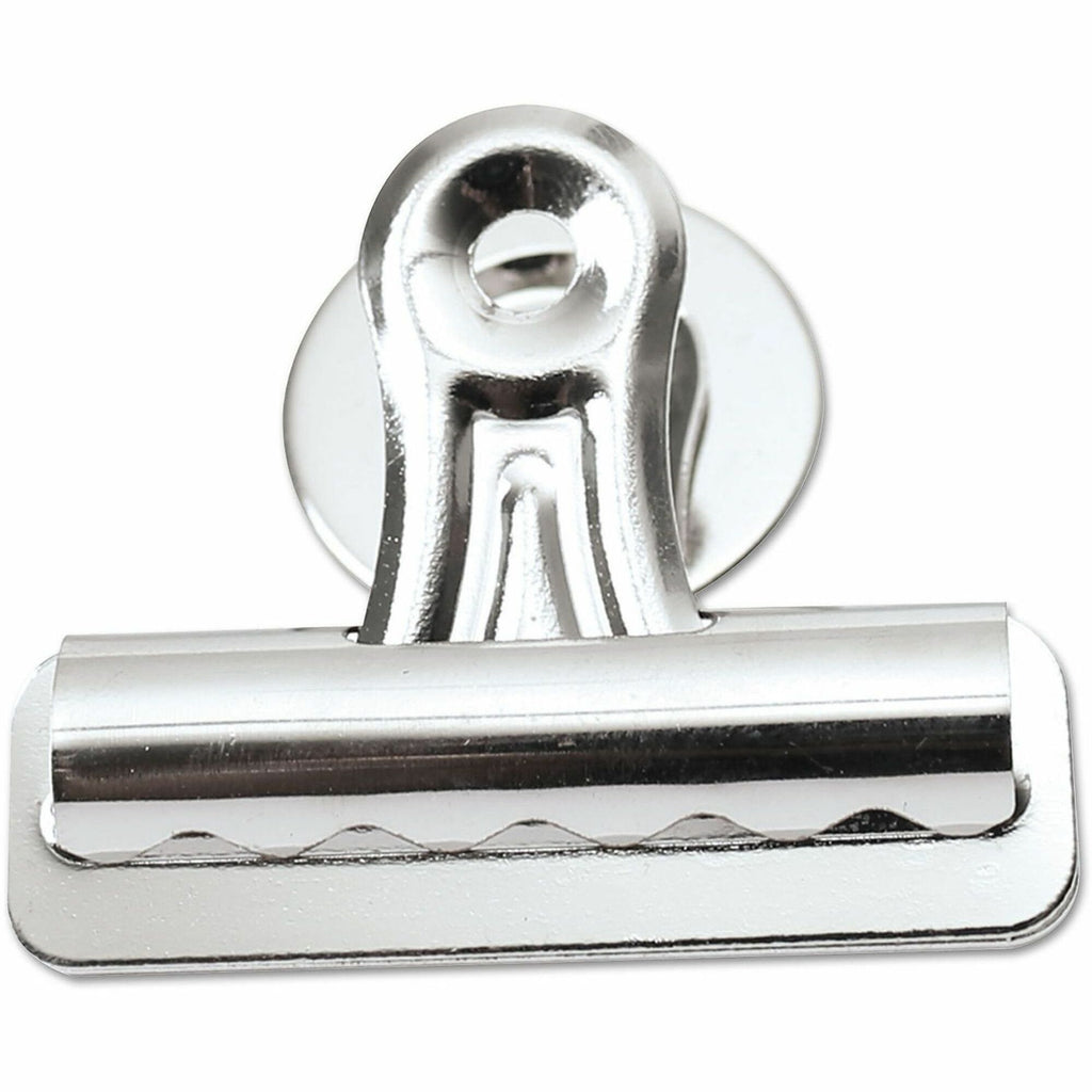 Bulldog Magnetic Clips, Medium, Nickel, 12/Pack