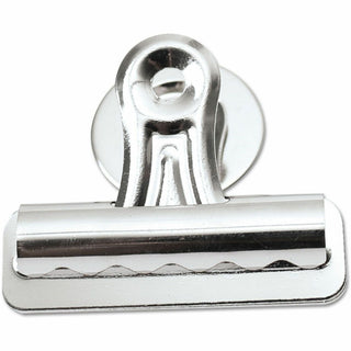 Bulldog Magnetic Clips, Medium, Nickel, 12/Pack