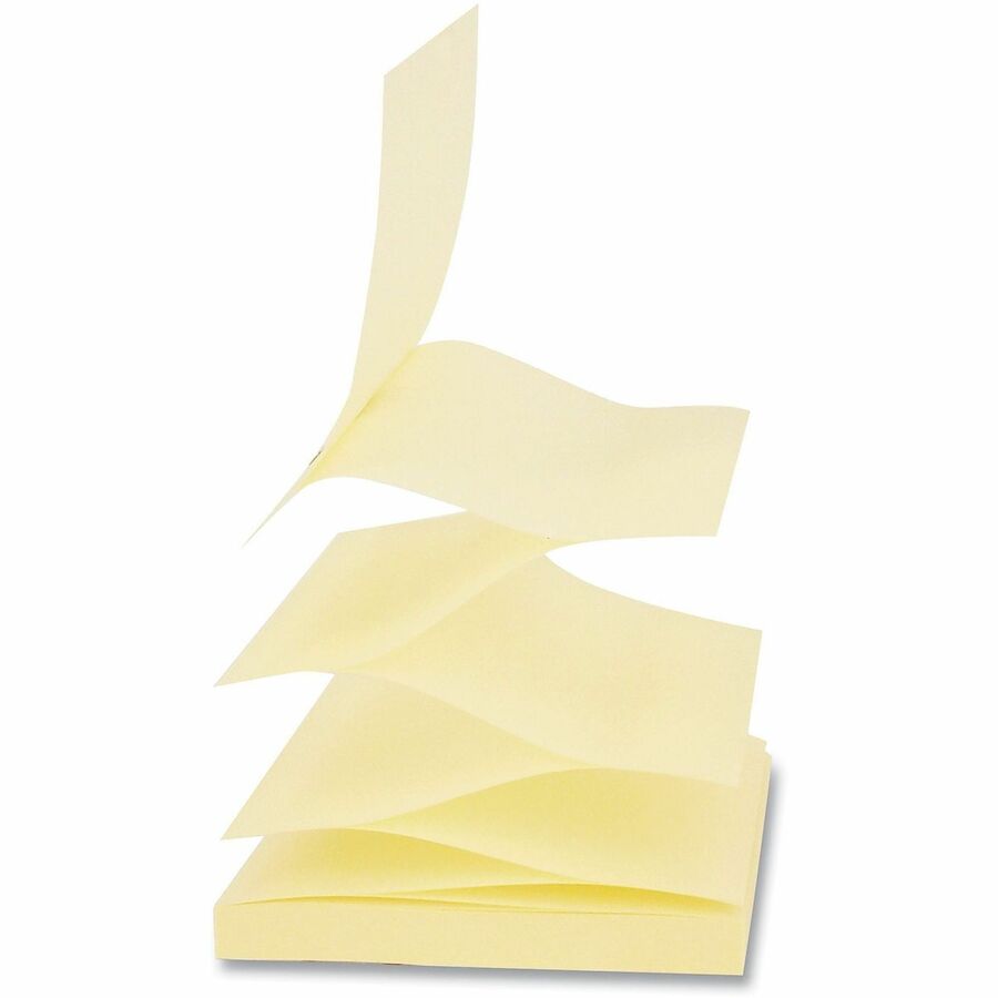 Fan-Folded Self-Stick Pop-Up Note Pads Cabinet Pack, 3" x 3", Yellow, 90 Sheets/Pad, 24 Pads/Pack