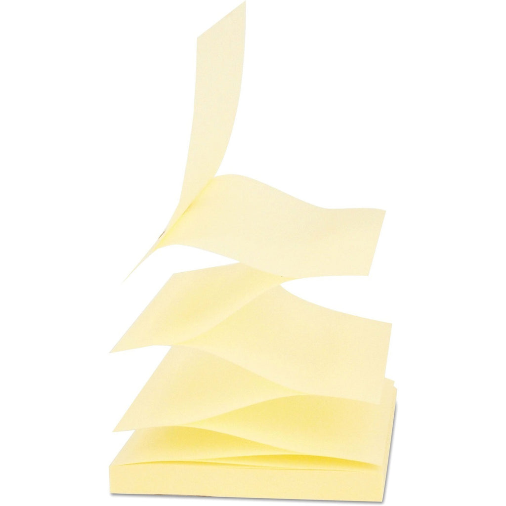 Fan-Folded Self-Stick Pop-Up Note Pads Cabinet Pack, 3" x 3", Yellow, 90 Sheets/Pad, 24 Pads/Pack