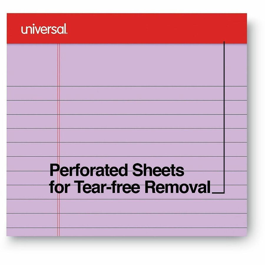 Colored Perforated Ruled Writing Pads, Wide/Legal Rule, 50 Assorted Color 8.5 x 11.75 Sheets, 6/Pack