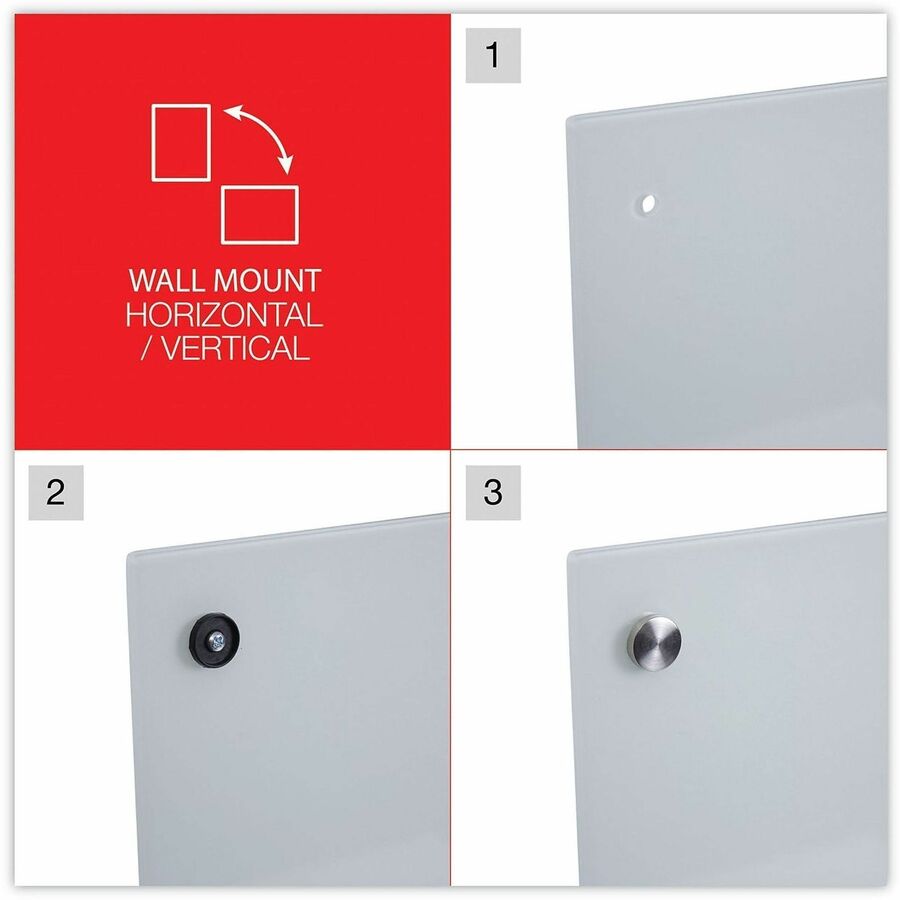 Frameless Glass Marker Board, 48 x 36, White Surface