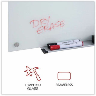 Frameless Glass Marker Board, 48 x 36, White Surface