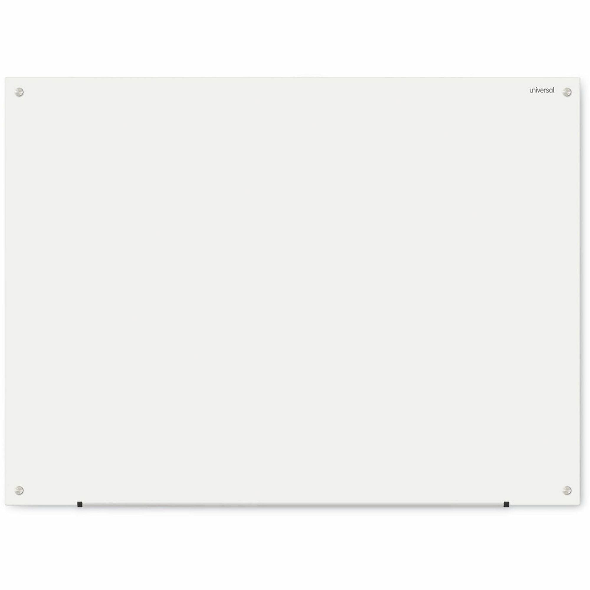 Frameless Glass Marker Board, 48 x 36, White Surface