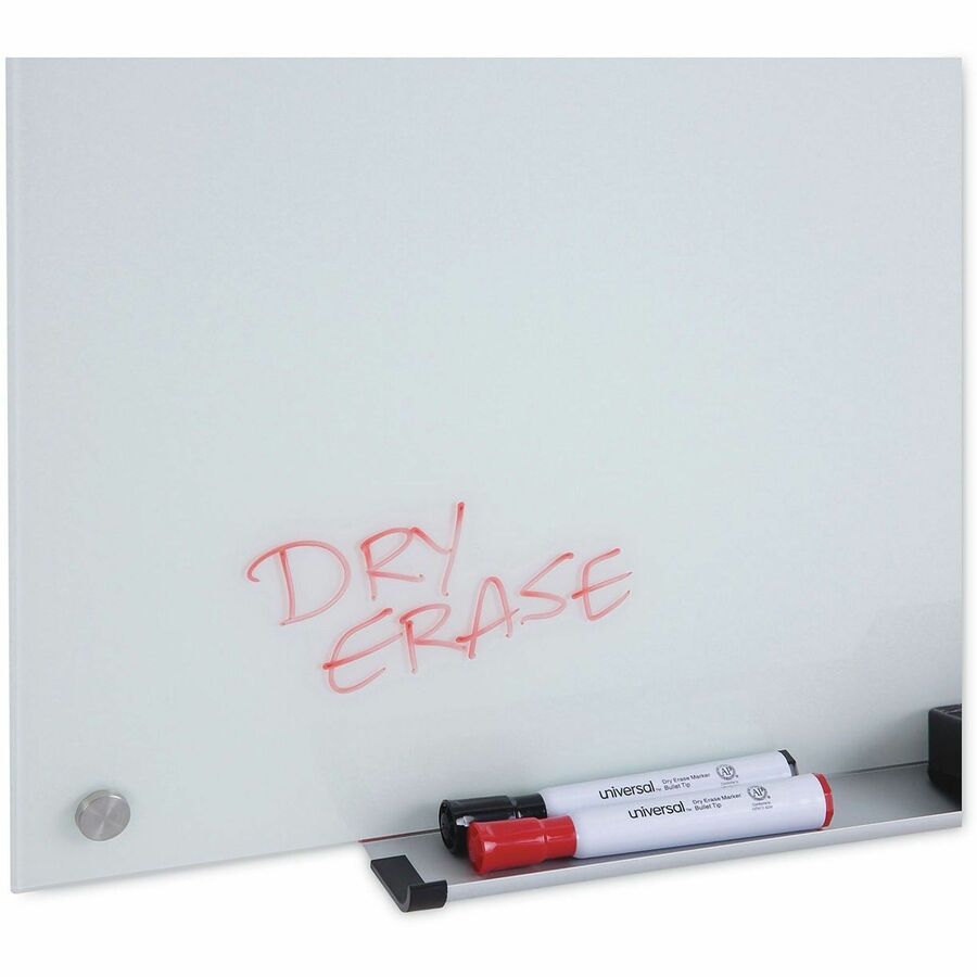 Frameless Glass Marker Board, 48 x 36, White Surface
