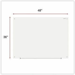 Frameless Glass Marker Board, 48 x 36, White Surface