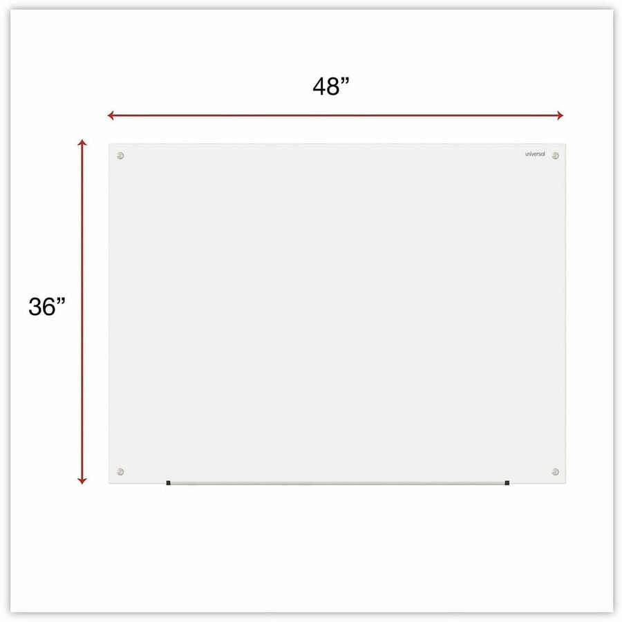 Frameless Glass Marker Board, 48 x 36, White Surface