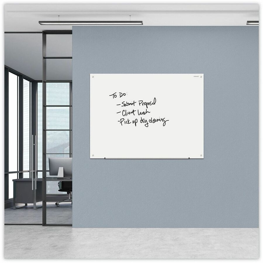 Frameless Glass Marker Board, 48 x 36, White Surface