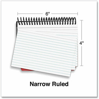 Spiral Bound Index Cards, Ruled, 4 x 6, White, 120/Pack
